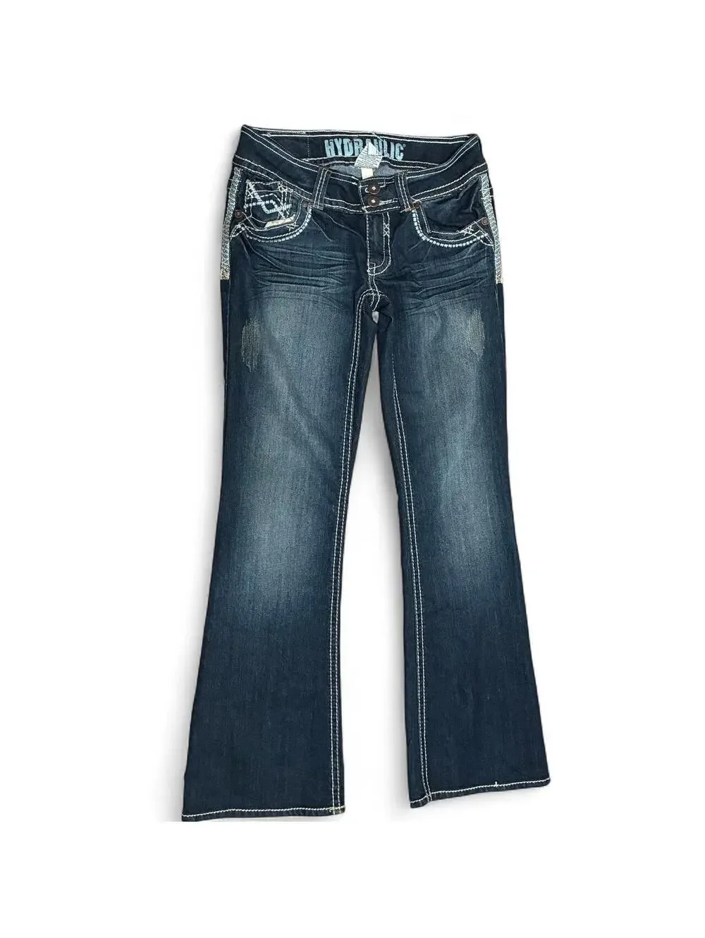 Hydraulic Y2K Double Button Bootcut Jeans Dark Wash Low Rise Size 3/4